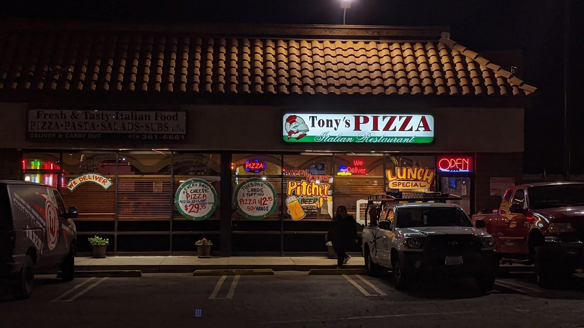 Tony's Pizza Menu